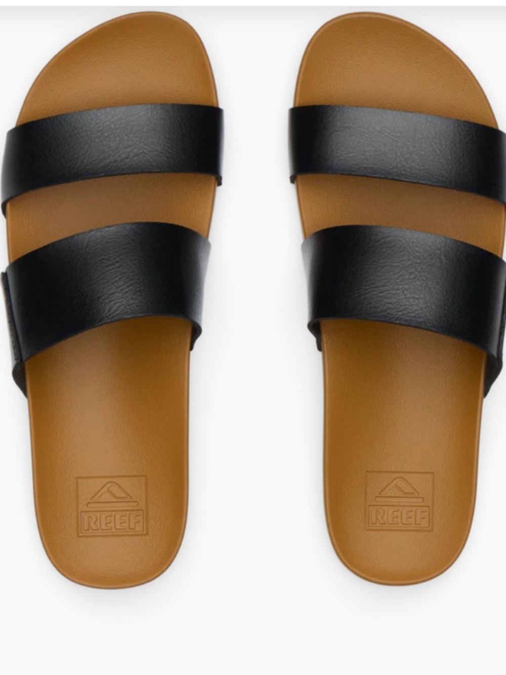 Reef cushion Vista Black Double-Band Slide Sandals with Tan Footbed 8 - Picture 8 of 9